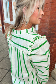 Green Striped Blouse