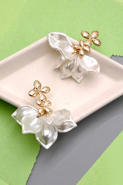 Pearl Flower Petals Earrings- Gold