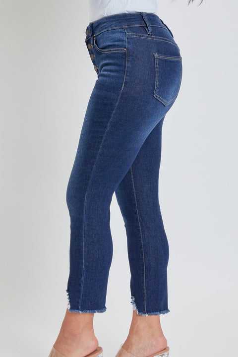 Petite YMI Missy 4 Button Skinny Ankle Jeans- Dark Wash