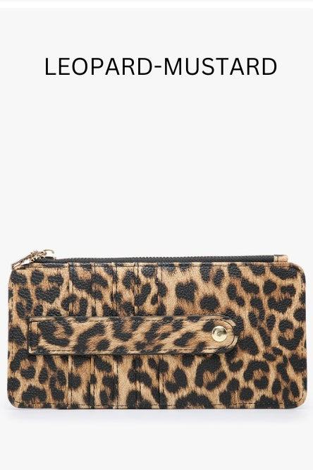 Saige Snap Closure Wallet- Mustard Leopard