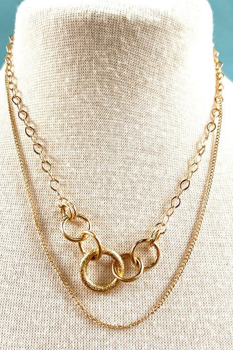 Sandi 2 Layer Chain Link Necklace- Gold