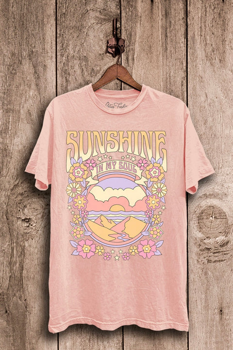 Sunshine in My Soul Mineral Washed Oversized Vintage Graphic Tee- Pink