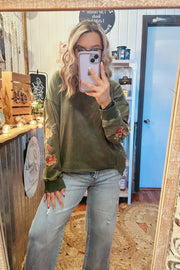 Hunter Green Embroidered Sweater