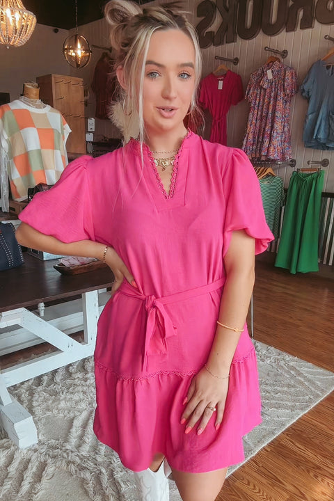 Pink tied dress