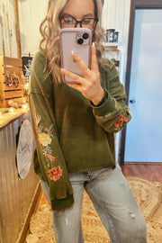 Hunter Green Embroidered Sweater