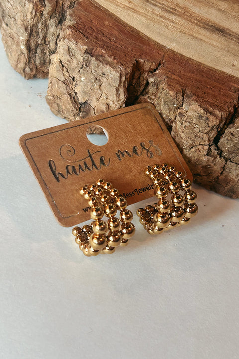 Triple Gold Beaded Earrings TGB