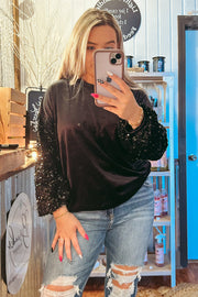 Black Velvet Sequin Top