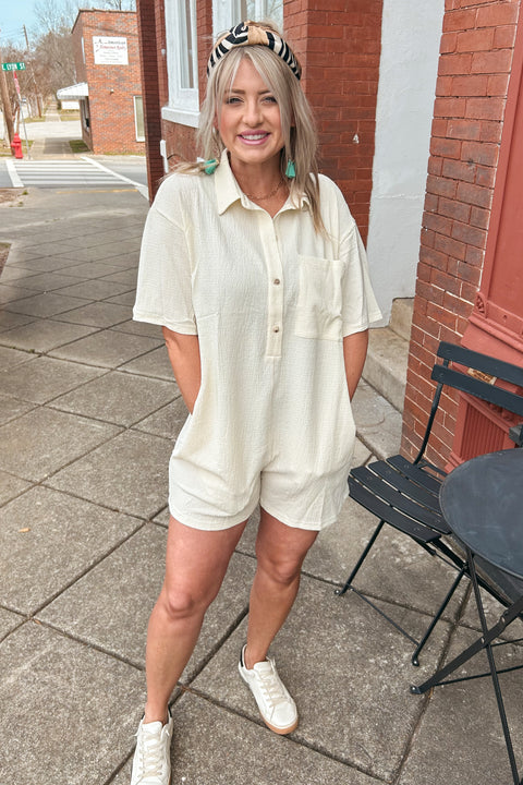 Butter Yellow Button Up Romper