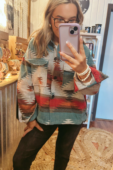 Aztec Print Shacket