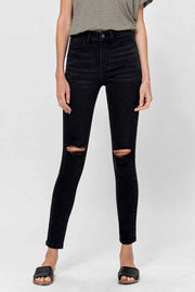 Vervet High Rise Distressed Skinny Jeans- Black