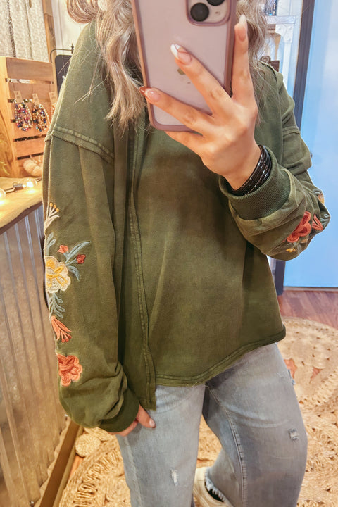 Hunter Green Embroidered Sweater