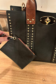 Black Studded Purse with Coin Purse