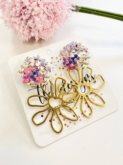 TLD Designs Flower Power Statement Earrings- Gold