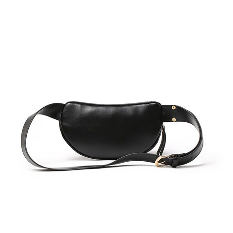 Vegan Leather Quilted Sling Fanny Waist Bag Crossbody- Black