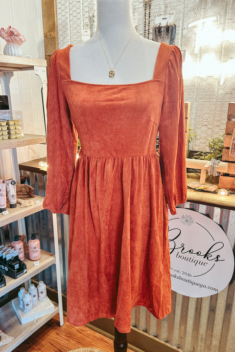 Suede Burnt Orange Dress