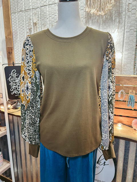 Hunter Green Boho Sleeves Top