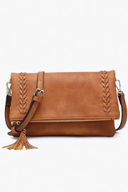 Isadora Whipstich Crossbody with Tassel Zip- Brown