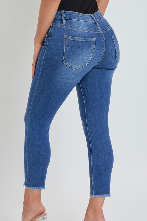 Petite YMI Missy 4 Button Skinny Ankle Jeans- Medium Wash
