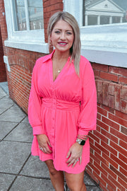 Fuchsia Button Down Dress