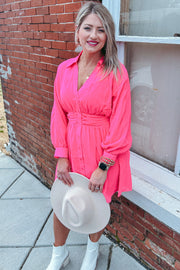 Fuchsia Button Down Dress