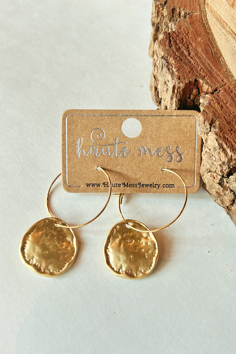 Hammered Gold Dangle Earrings HGD