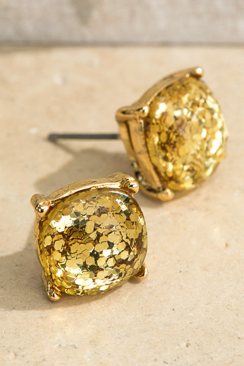 Make a Wish Glitter Stud Earrings- Gold