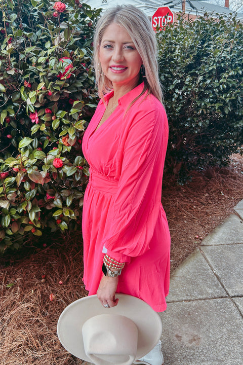 Fuchsia Button Down Dress