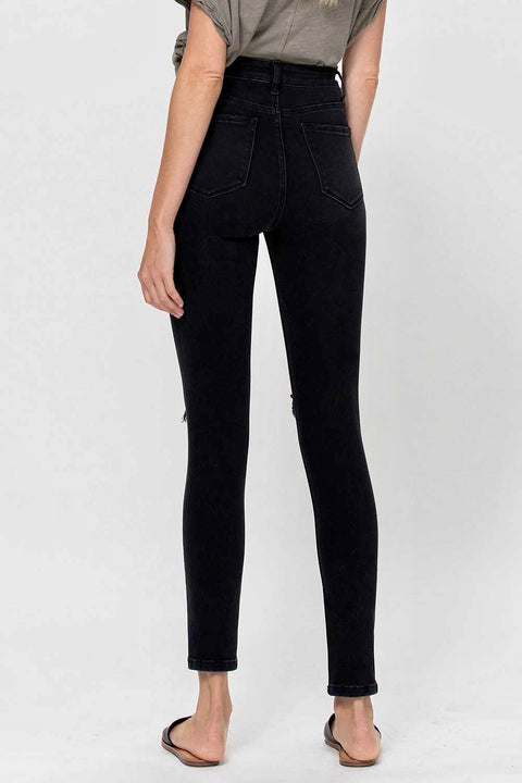 Vervet High Rise Distressed Skinny Jeans- Black