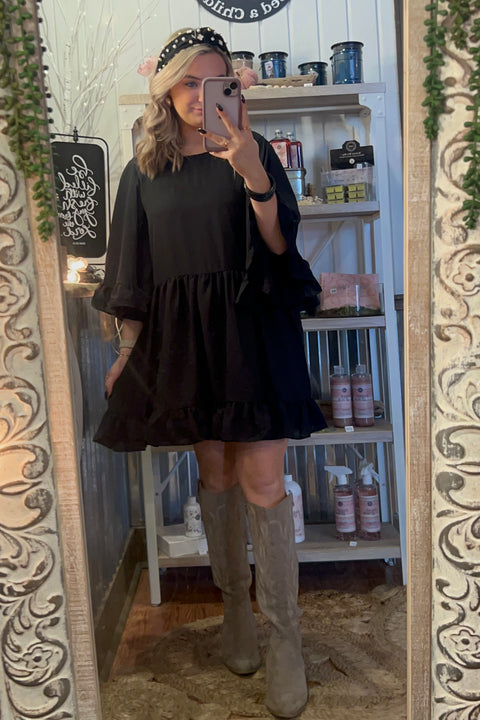 Black tiered dress