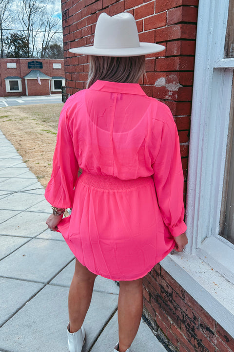 Fuchsia Button Down Dress