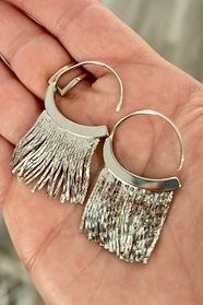 TLD Designs Silver Fringe Hoop Earrings
