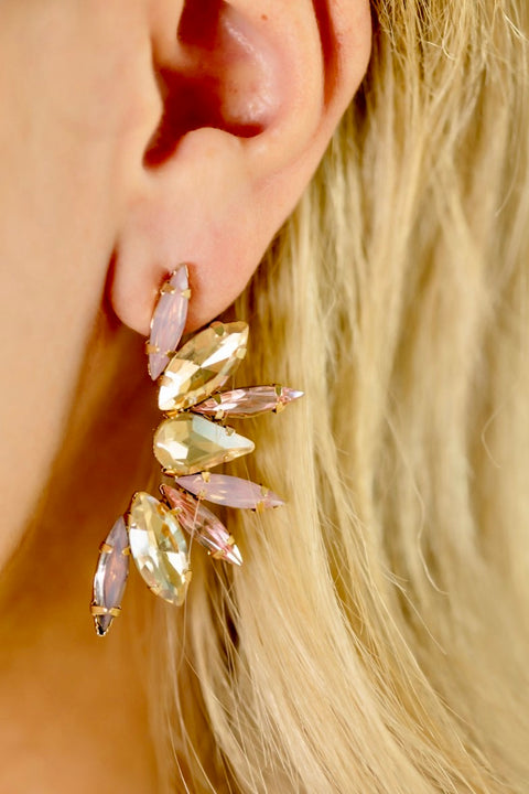 TLD Designs Rose Gold Rhinestone Starburst Statement Earrings