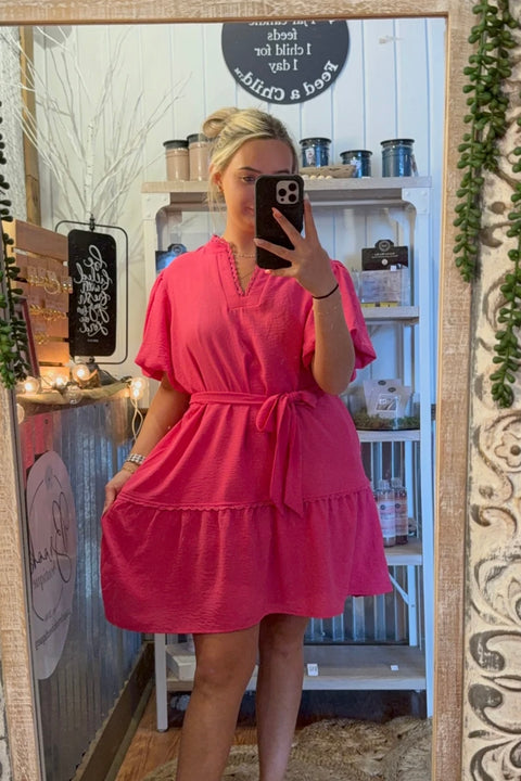 Pink tied dress