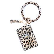 Combo Key Ring Bangle Credit Card Wallet- Leopard