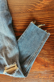 Risen Straight Leg Distressed Jeans