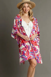 Floral Print Open Front Kimono