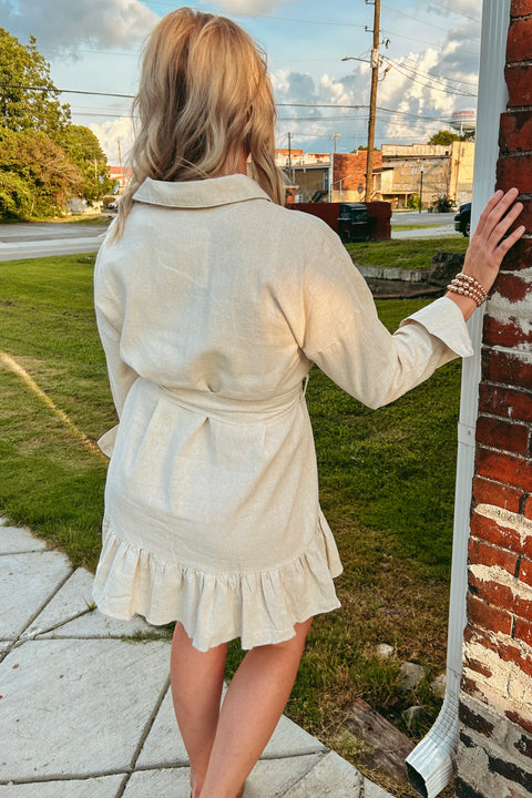 Flirty Linen Tie Dress