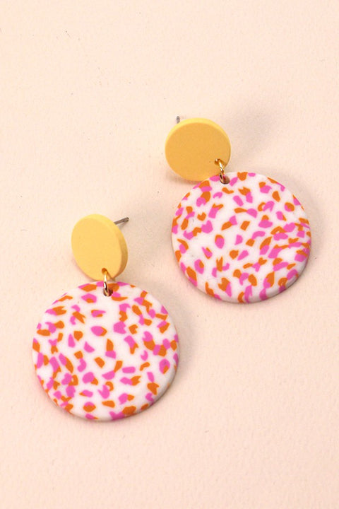 Brielle Contemporary Polymer Earrings- Yellow/Fuchsia