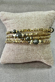 Kayla Slinky Beaded Bracelet- Gold & Grey