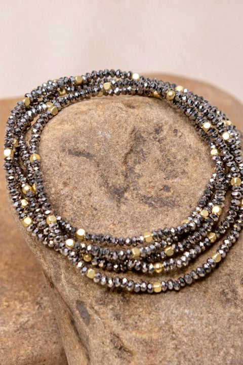 Stassie Seed Bead Bracelet Set- Charcoal