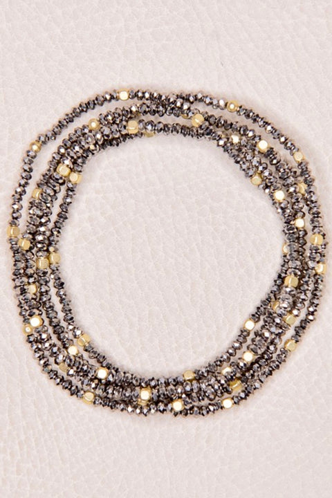 Stassie Seed Bead Bracelet Set- Charcoal