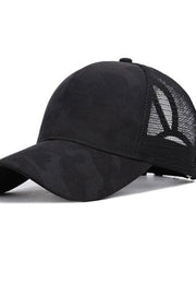 Serena Textured Camo Mesh Hat- Black