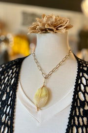 Ally Chain Link Necklace with Stone- Cream Howlite