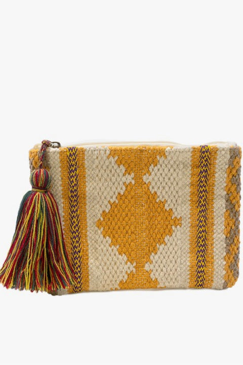 Catori Handwoven Aztec Pouch Bag- Mustard