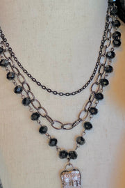 Ebony Layered Glass Pendant Necklace